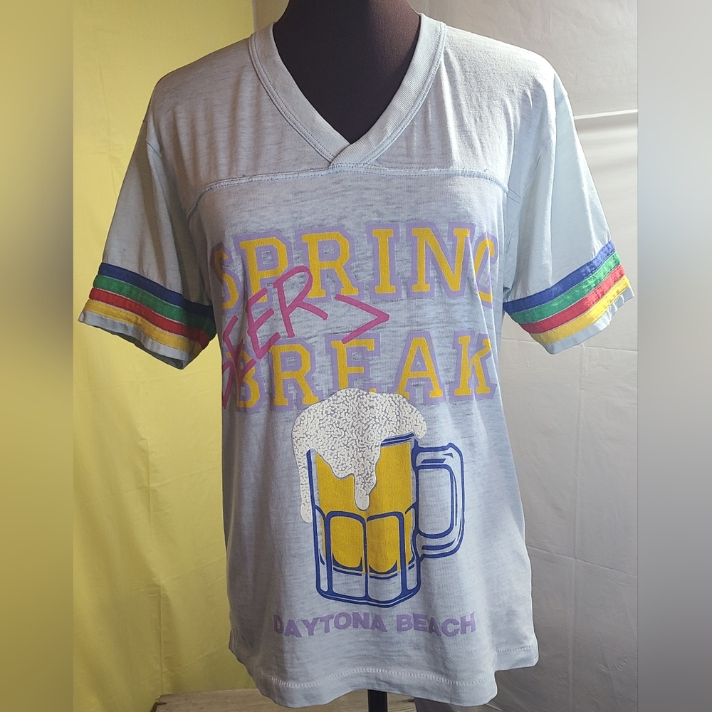 VTG Daytona Beach Spring Break Women's Thinnest Sheer Graphic T-Shirt Sz M EUC